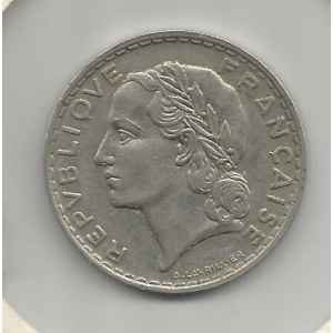 5 FRANCS 1938. LAVRILLIER NICKEL. LILLE COLLECTIONS.